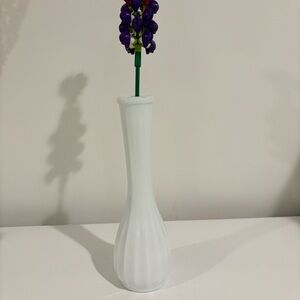 Vintage hobnail around rim milk glass flower vase ring fire milk glass bud vase